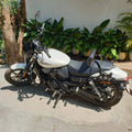 AeeDEA backrest installed in rider position on a motorcycle