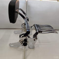 Side view of adjustable motorcycle backrest with mounting brackets and luggage rack