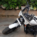 Side close-up of an adjustable motorcycle windshield and its mounting position