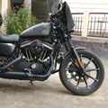 Side profile of motorcycle with Batwing fairing and windshield