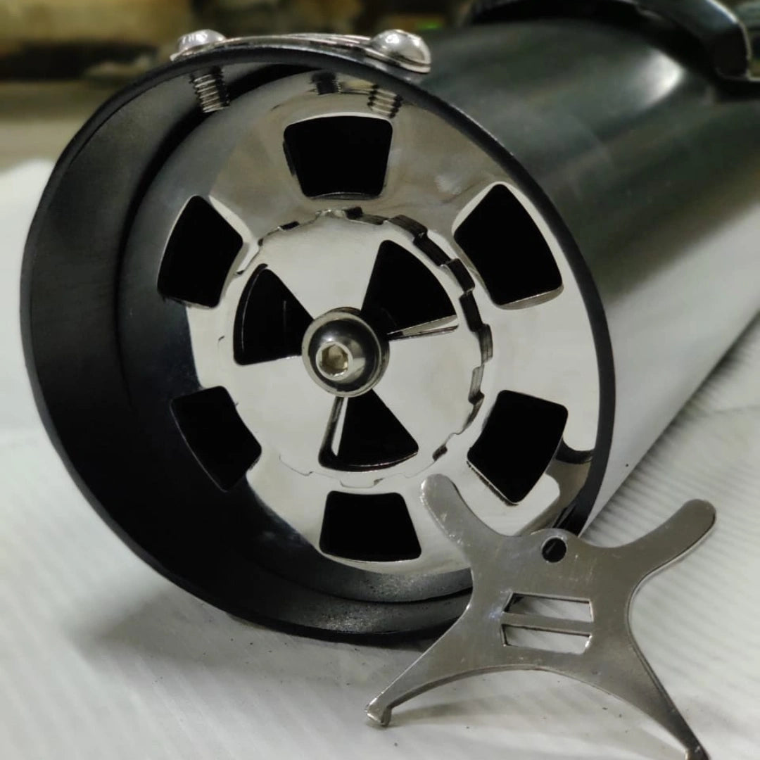 Close-up of the concentric disc assembly used in the AeeDEA variable sound exhaust