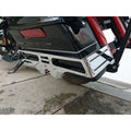 Close-up of a touring pannier mounting carriage and rear support structure