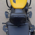 Top view of motorcycle showing rider seat and footboard positions