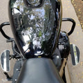 Front view of motorcycle showing the handlebar and front assembly
