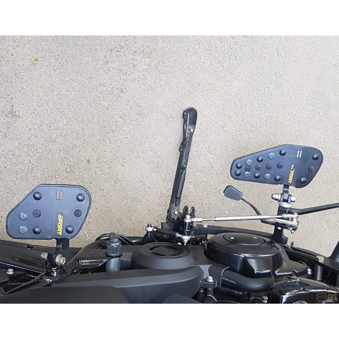 Side view of motorcycle fitted with forward control footboards