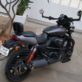 Side view of motorcycle with forward control footboards installed