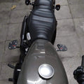 Motorcycle fitted with AeeDEA rider footboards viewed from the front side