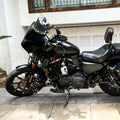 Side profile of motorcycle fitted with AeeDEA rider footboards