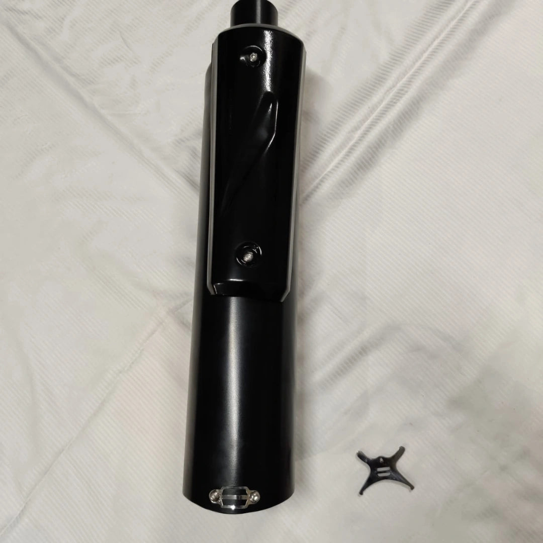 Black AeeDEA variable sound exhaust muffler with key-operated adjustment mechanism