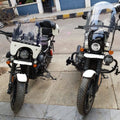 Front view of two motorcycles fitted with AeeDEA adjustable windshields
