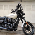 Side view of a Harley-Davidson Street 750 fitted with an adjustable windshield