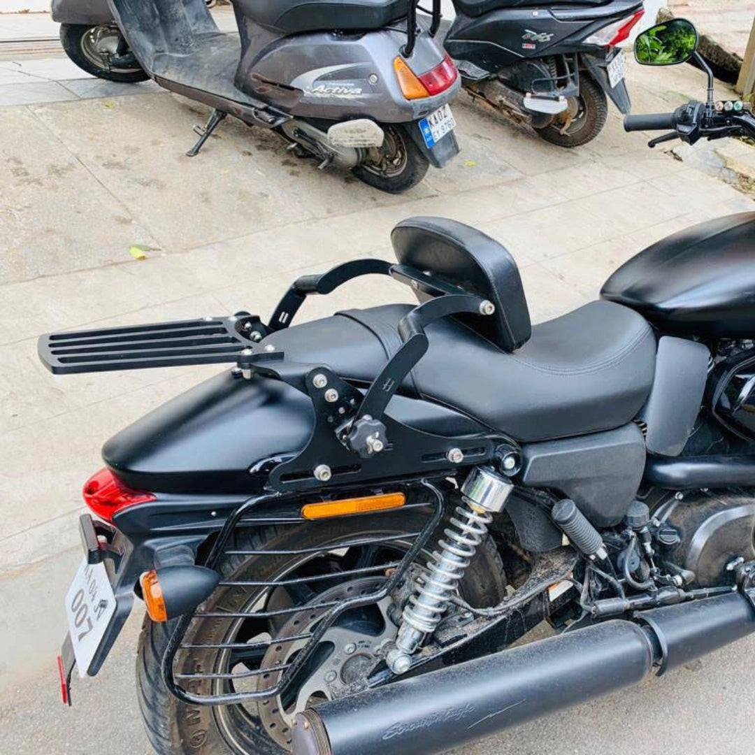 Motorcycle backrest with an attached detachable luggage rack