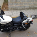 Motorcycle backrest fitted with an optional rear luggage rack