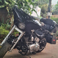 Motorcycle fitted with Batwing fairing showing the windshield and mounting arrangement