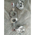 Chrome-finish motorcycle auxiliary light mounting brackets and hardware