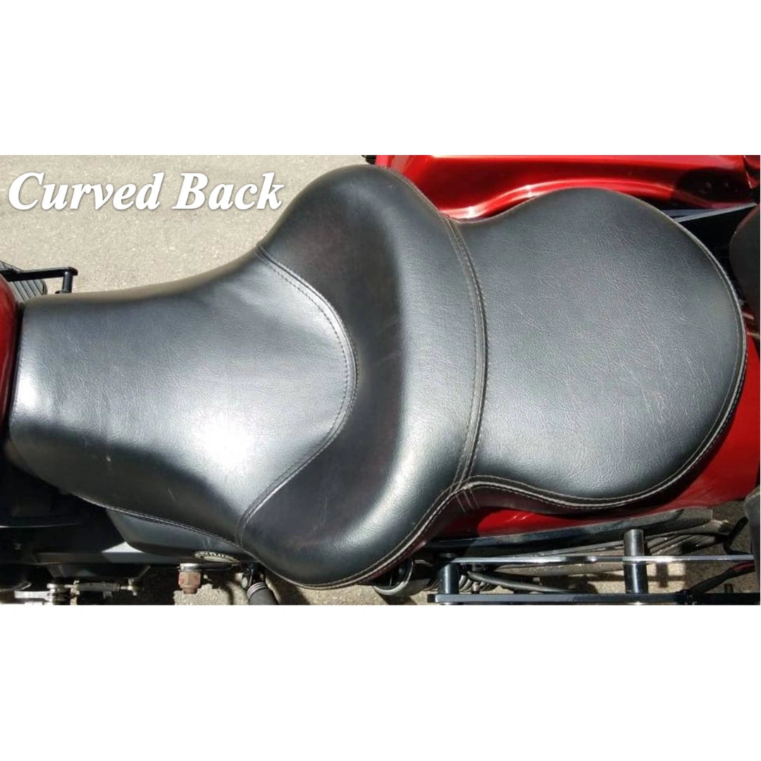 Curved-back profile of the deep resting motorcycle seat