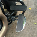 Front view of motorcycle showing the forward control setup