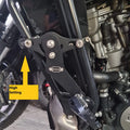AeeDEA extended reach footpeg shown in the high setting