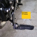 AeeDEA extended reach footpeg shown with a low footpeg incline