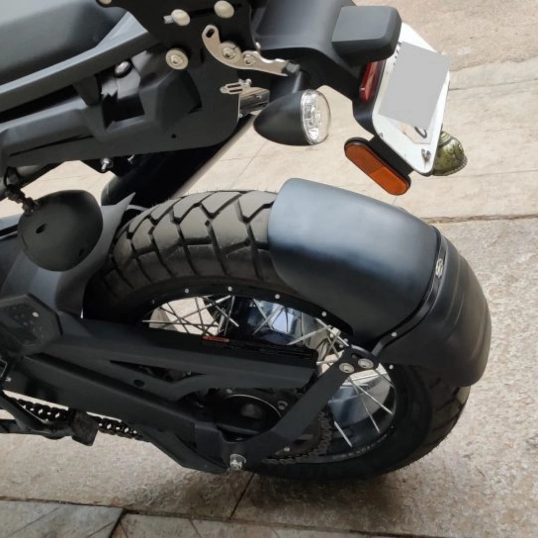 AeeDEA rear mudslinger fitted around the rear wheel of Harley-Davidson Pan America
