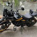 AeeDEA Adventure Tourer Rider Backrest installed on Royal Enfield Himalayan 450, side view