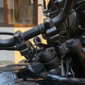 Side view of AeeDEA handlebar reacher fitted on Royal Enfield Himalayan 450