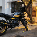 AeeDEA pillion backrest and luggage rack fitted on Royal Enfield Himalayan 450, side view