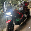 Side view of an installed jumbo rider footboard
