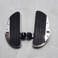 Pair of black jumbo motorcycle rider footboards shown separately