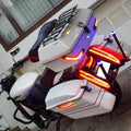Touring luggage setup showing integrated rear lighting on the motorcycle