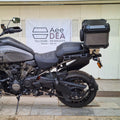 AeeDEA 44L Storm Series aluminum top box installed on Pan America