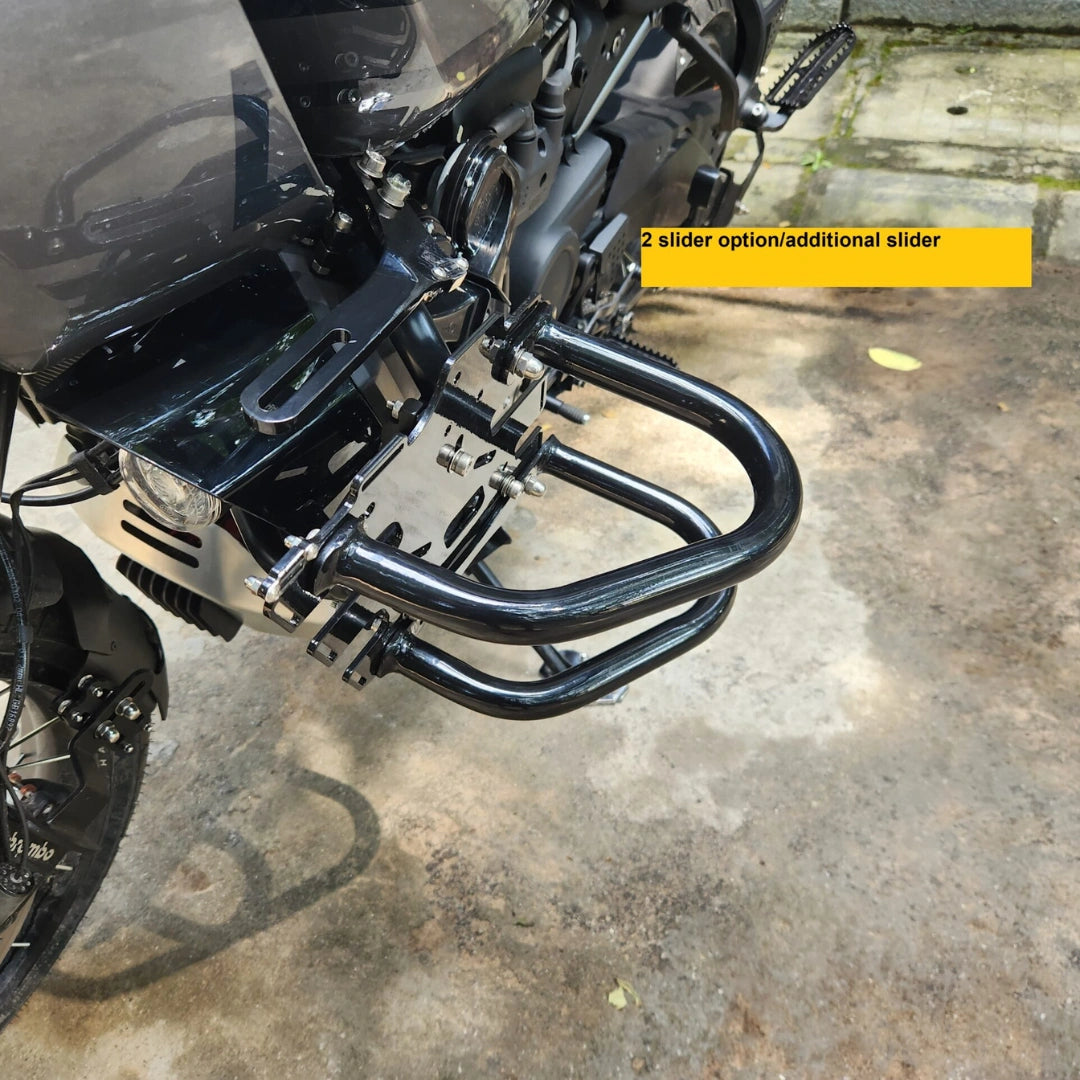 AeeDEA Pan America brush guard extender with additional slider installed