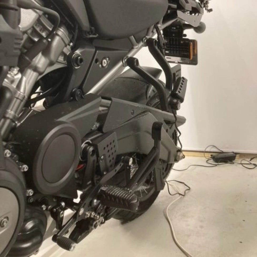 AeeDEA heel shifter installed beside the footpeg on Harley-Davidson Pan America