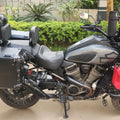 AeeDEA Long Haul Solo Rider Seat installed on Pan America with side luggage