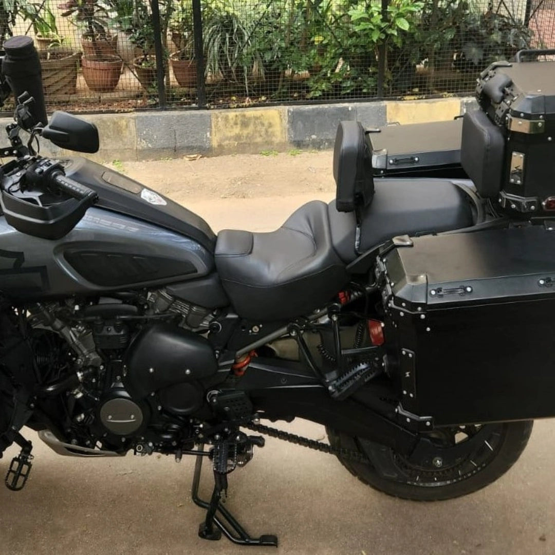 AeeDEA Long Haul Solo Rider Seat installed on Harley-Davidson Pan America