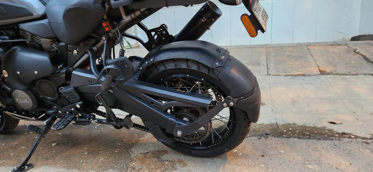 AeeDEA Rear Wheel Arc installed around the rear wheel of Pan America