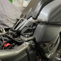 Side view of AeeDEA seat incliners installed on Harley-Davidson Pan America