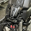 Close-up of AeeDEA seat incliners installed on Harley-Davidson Pan America