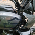 Side view of AeeDEA speaker mount and holder installed on Harley-Davidson Pan America