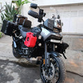 AeeDEA Storm Series panniers fitted on Pan America motorcycles in a touring setup