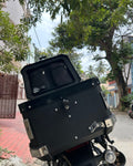 AeeDEA Storm Series aluminum touring top box open on Pan America