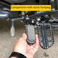 AeeDEA wide rider footpeg compared with the stock Pan America footpeg