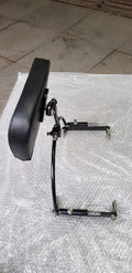 Side view of the motorcycle backrest pad, curved support rod and mounting hardware