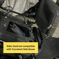 AeeDEA rider backrest mounted with Touratech Side Boxes