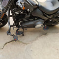 Side view of motorcycle fitted with AeeDEA rider footboards