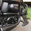 Close-up of the Sports-style footboard and its motorcycle mounting position view
