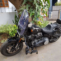 Close-up of a Sports-style forward control footboard installed on a motorcycle