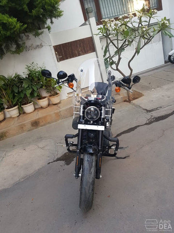 AeeDEA split tall windshield installed on a Harley-Davidson Sportster 48
