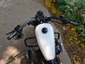 Top view of a Harley-Davidson Sportster fuel tank and handlebar area