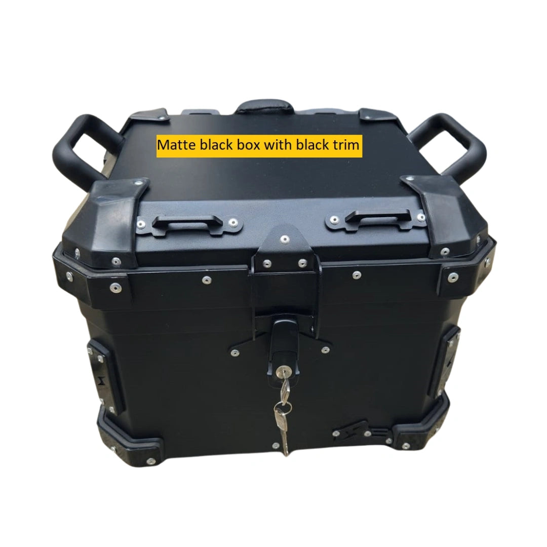 AeeDEA Storm Series matte black aluminum top box with black trim